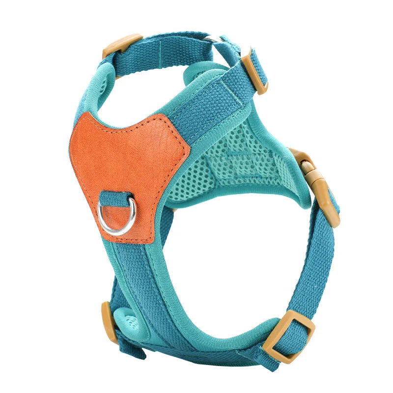 HP374--Retro Pet Harness for dogs，Adjustable webbing and High-quality PU Leather，Breathable mesh lining.