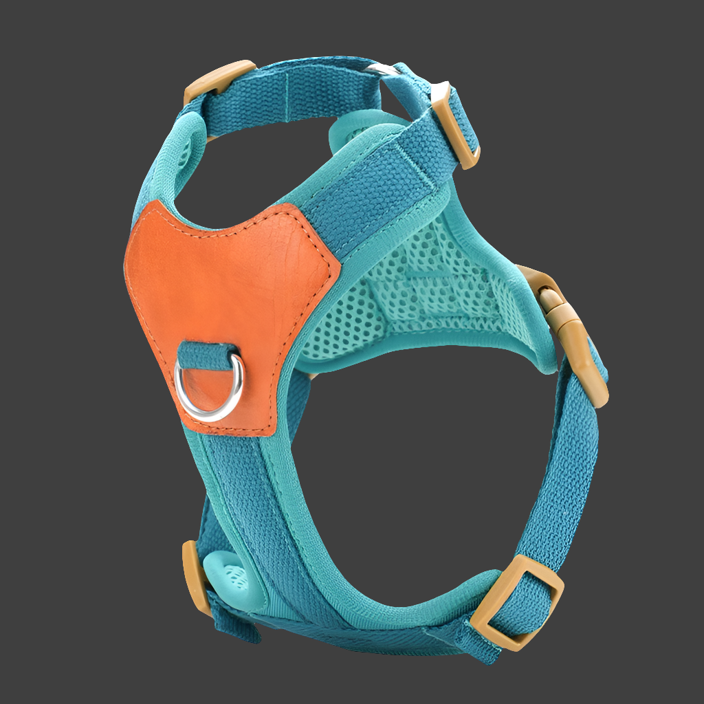 HP374--Retro Pet Harness for dogs，Adjustable webbing and High-quality PU Leather，Breathable mesh lining.