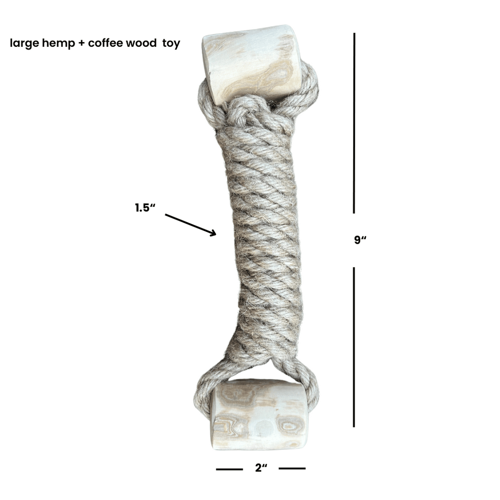 hemp rope + coffee wood toy